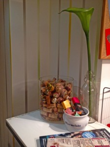 Glass bow filled with corks